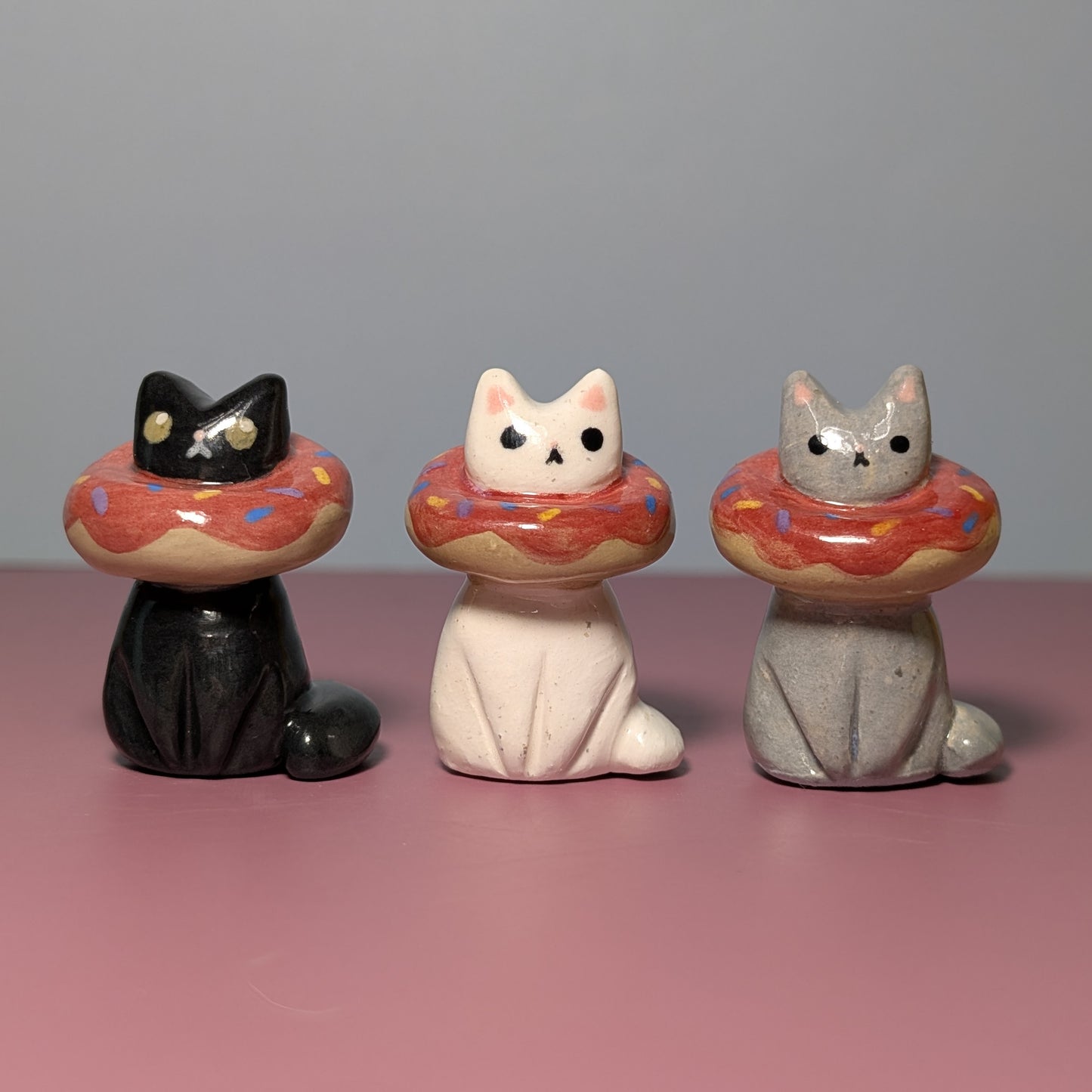 Donut Fiasco Kitty Cat Ceramic Figurine