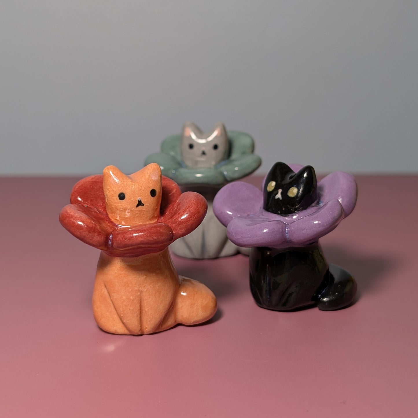 Flower Mishap Kitty Cat Ceramic Figurine
