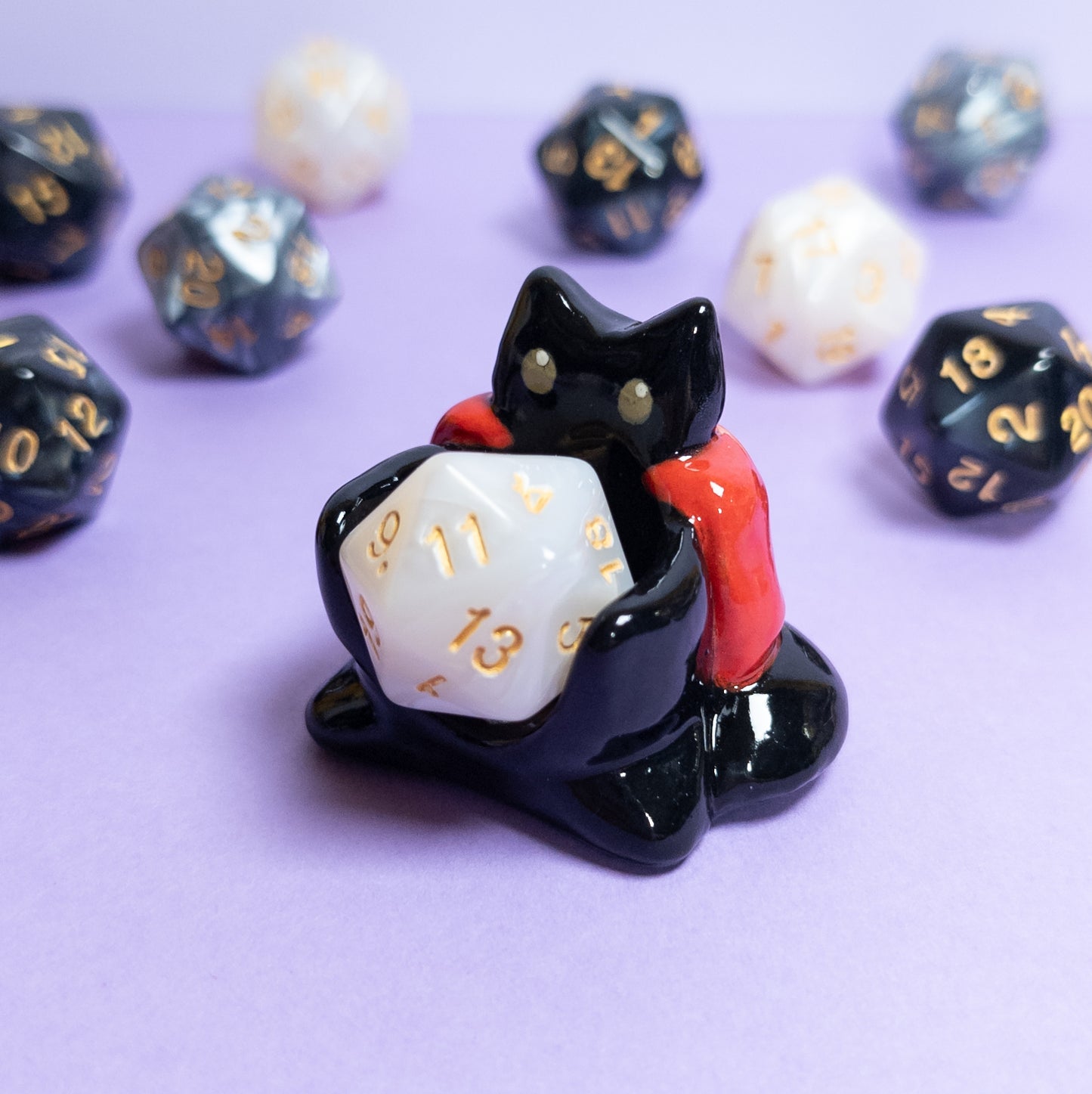 Cat with Cloak Dnd Companion D20 Holder
