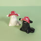 Mini Mushroom Puppy Dog Ceramic Figurine
