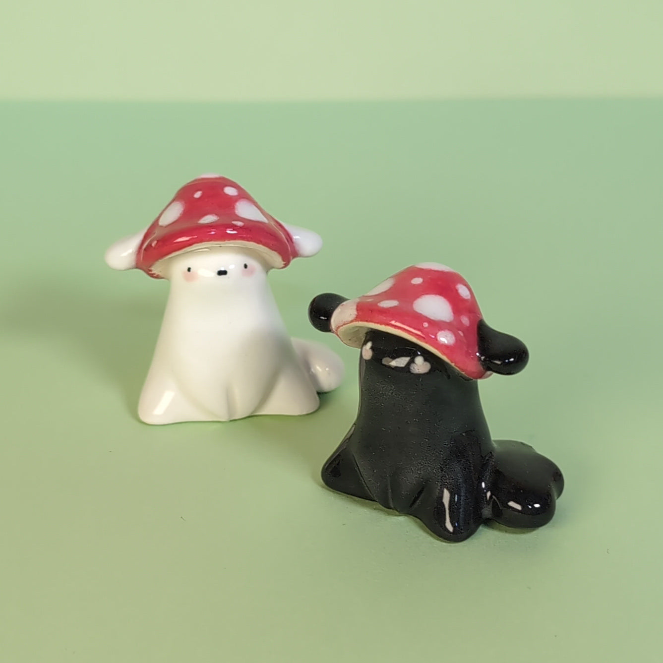Mini Mushroom Puppy Dog Ceramic Figurine
