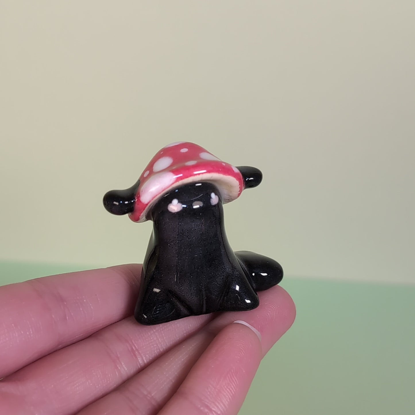Mini Mushroom Puppy Dog Ceramic Figurine