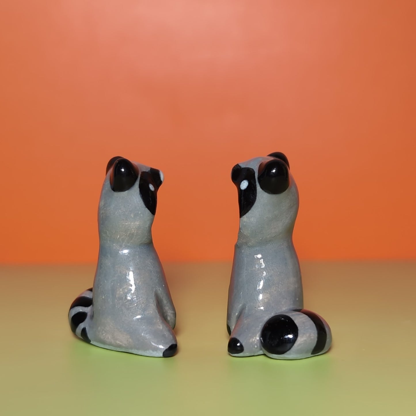 Screaming Raccoon Ceramic Figurine