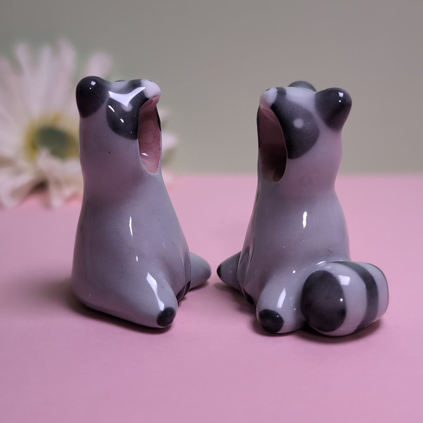 Screaming Raccoon Ceramic Figurine