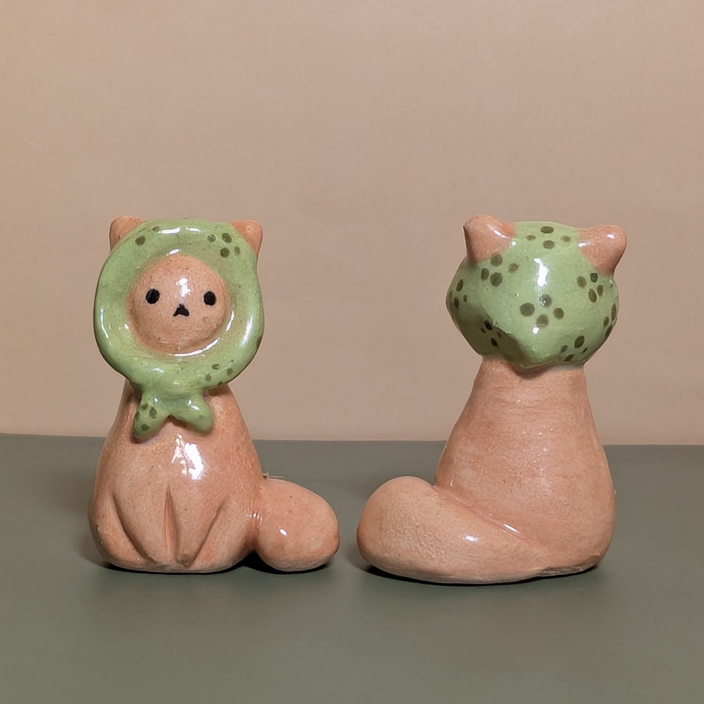 Babushka Cat Ceramic Figurine