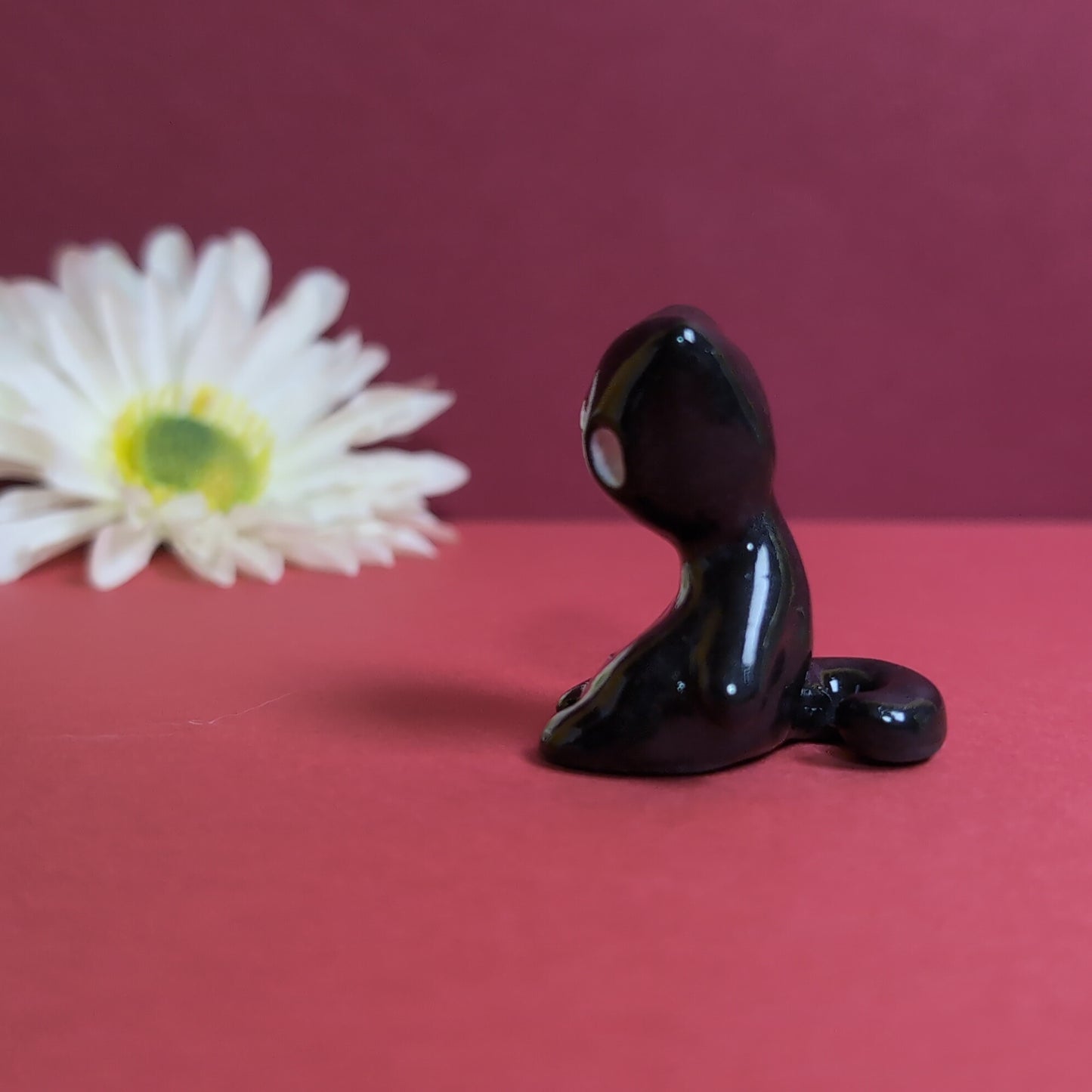 Slouching Black Void Cat Ceramic Figurine