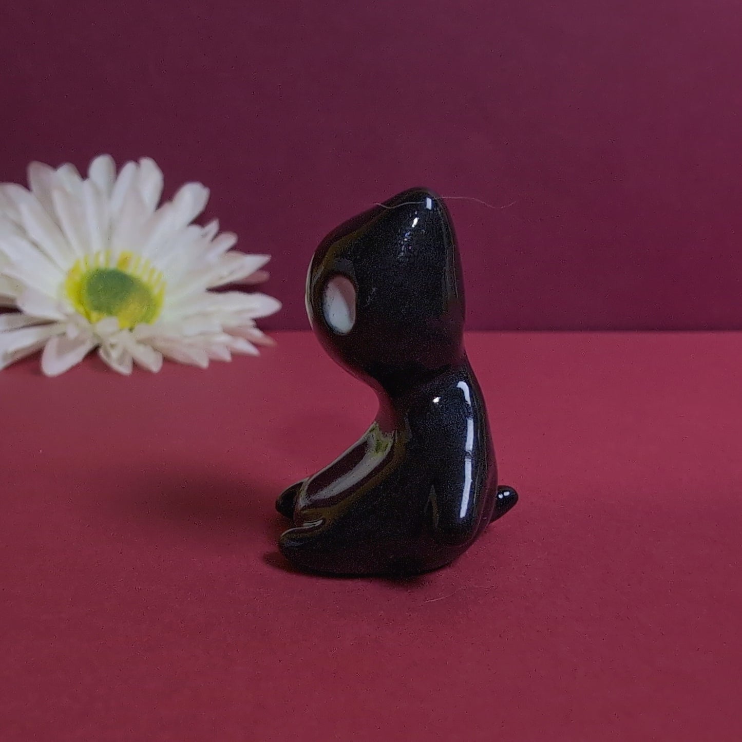 Slouching Black Void Cat Ceramic Figurine