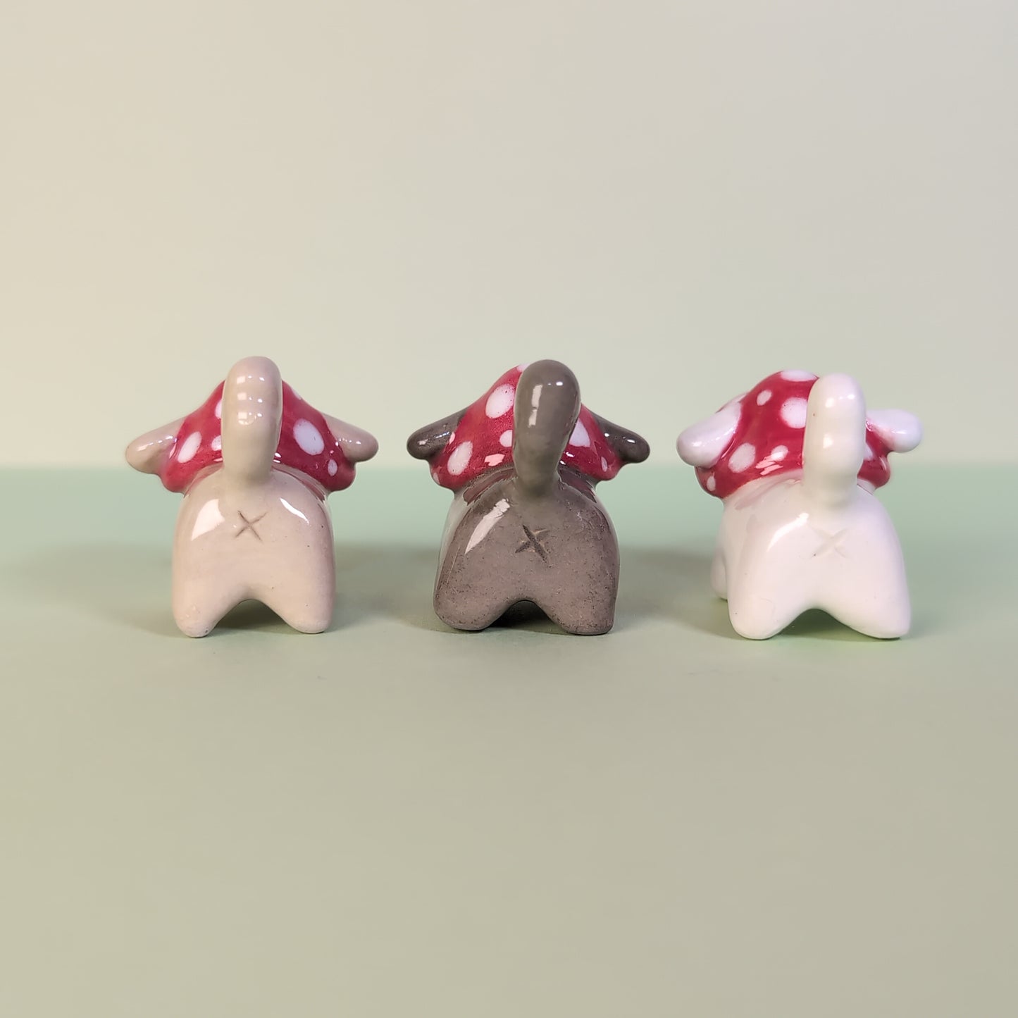 Mini Mushroom Puppy Dog Ceramic Figurine