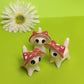 Mushroom Kitty Cat Ceramic Figurine