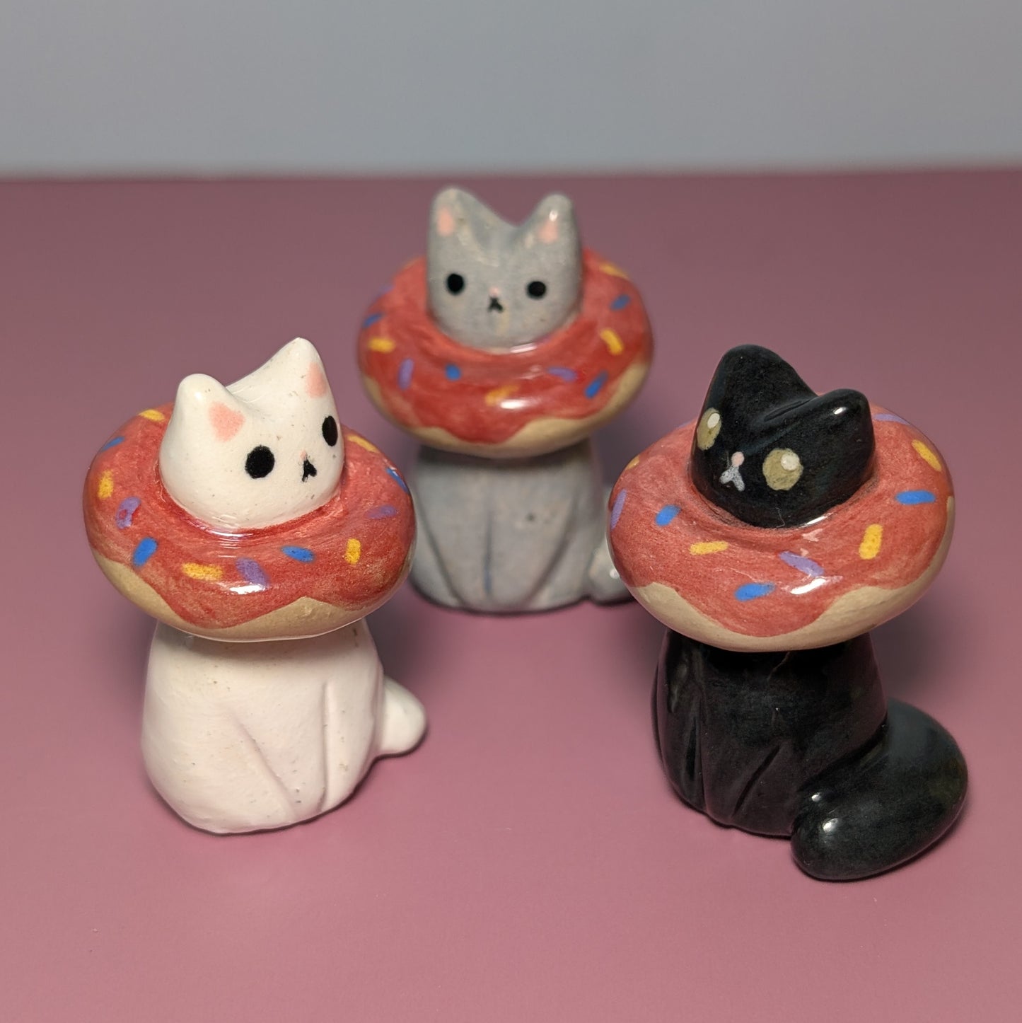 Donut Fiasco Kitty Cat Ceramic Figurine