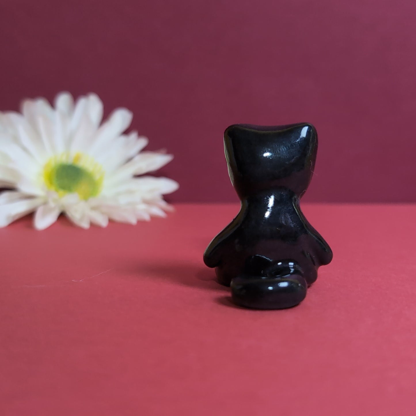 Slouching Black Void Cat Ceramic Figurine