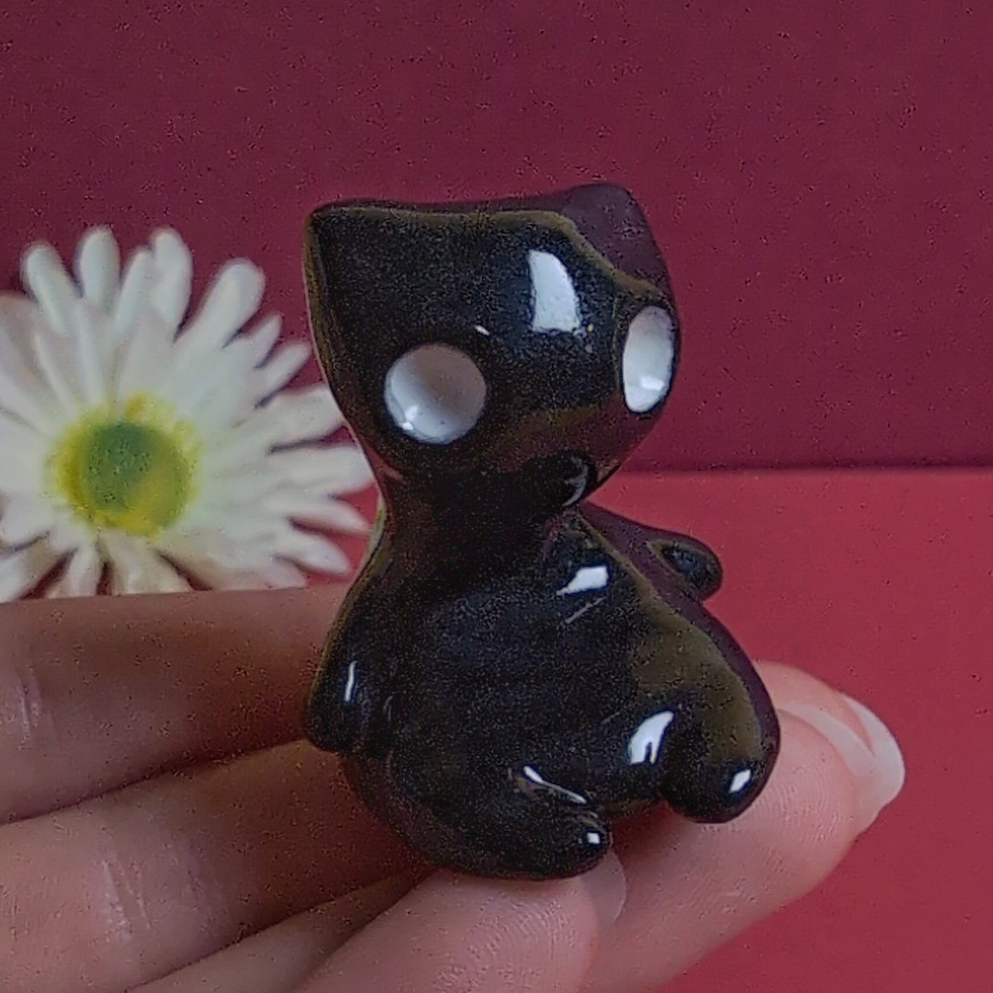 Slouching Black Void Cat Ceramic Figurine