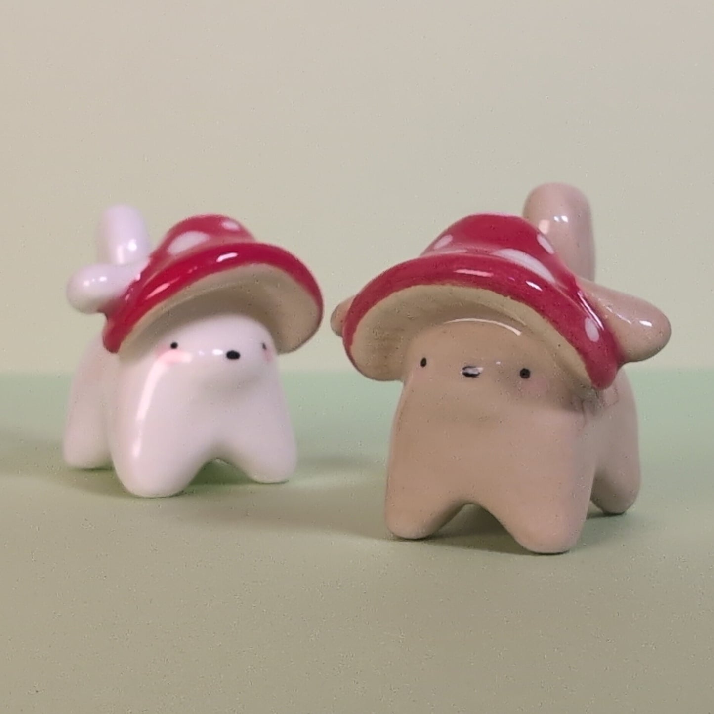 Mini Mushroom Puppy Dog Ceramic Figurine