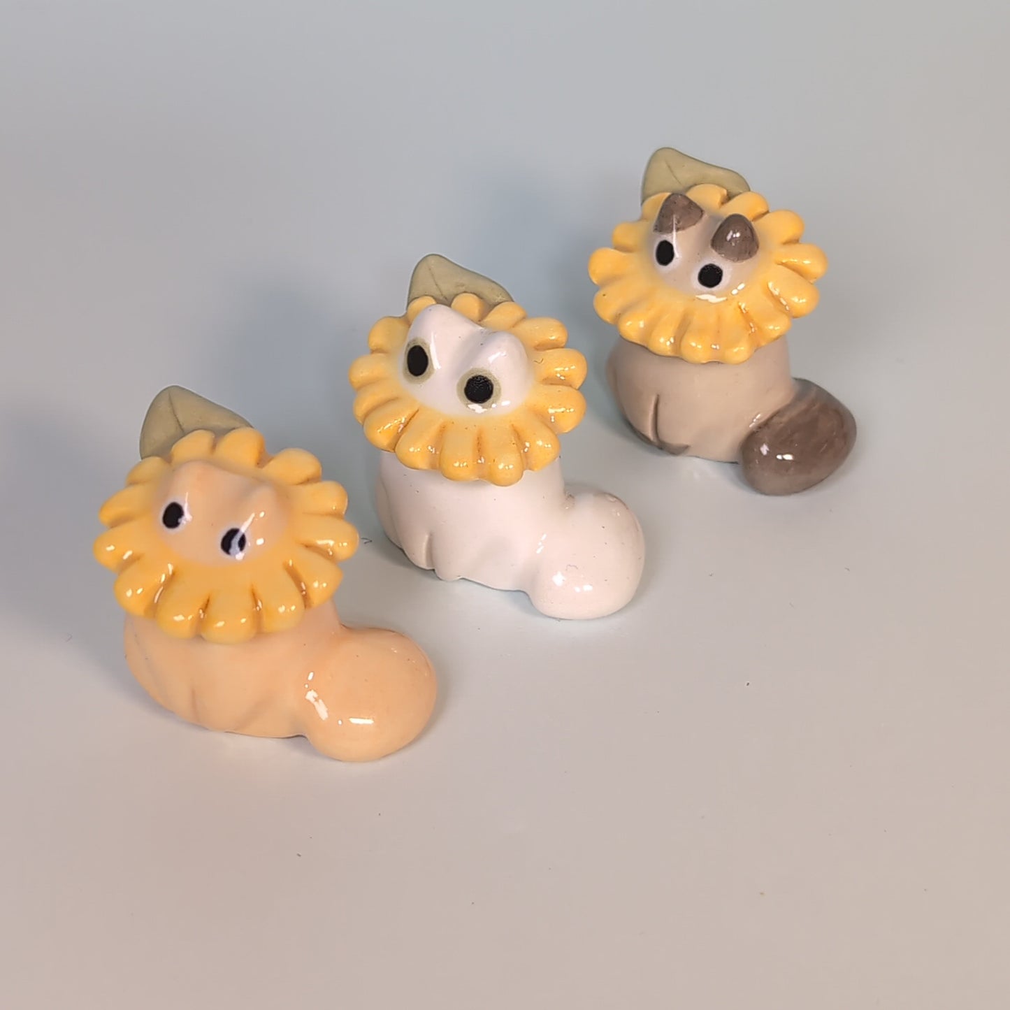 Mini Sunflower Kitty Cat Ceramic Figurine