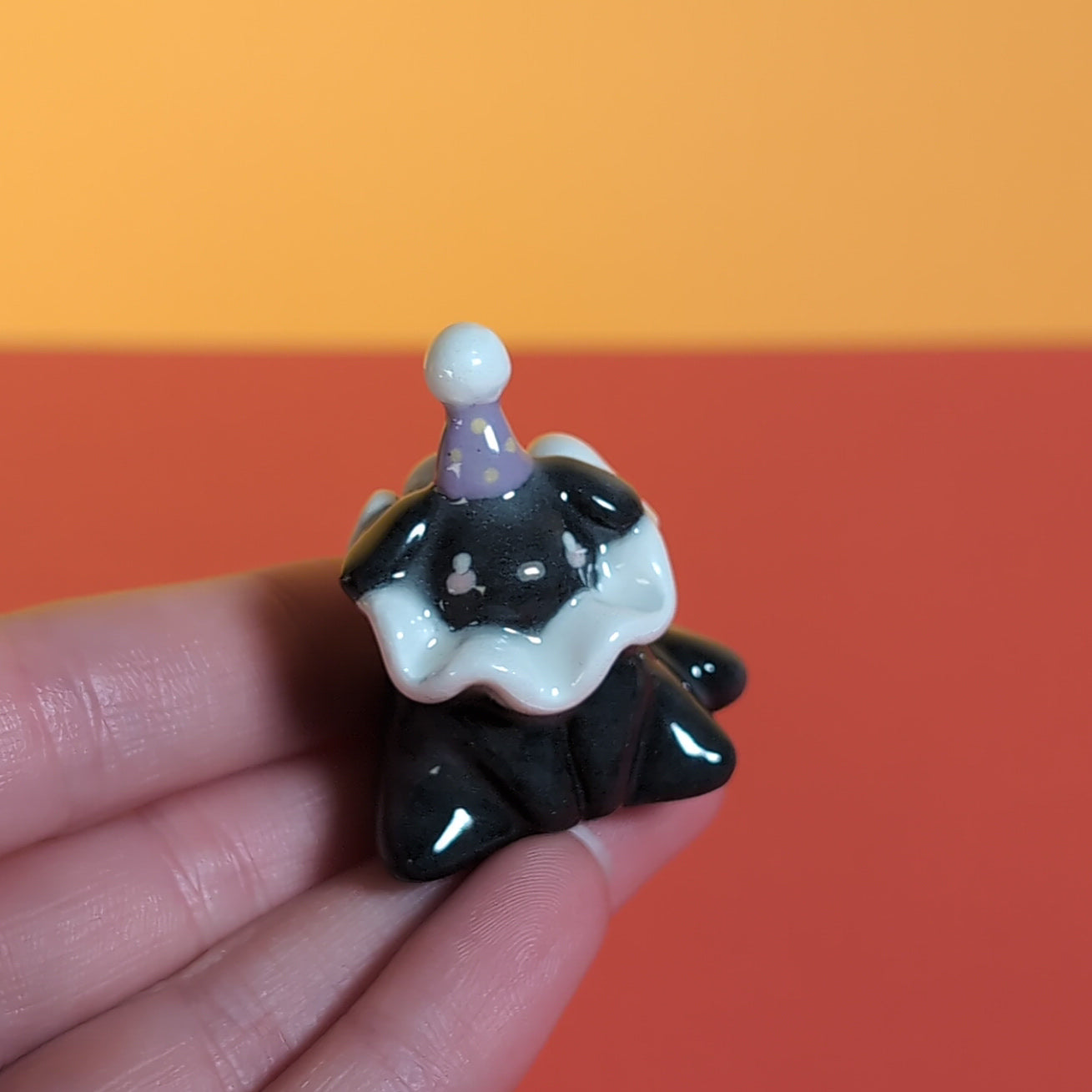 Mini Clown Puppy Dog Ceramic Figurine