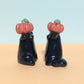 Mini Pumpkin Puppy & Cat Ceramic Figurines