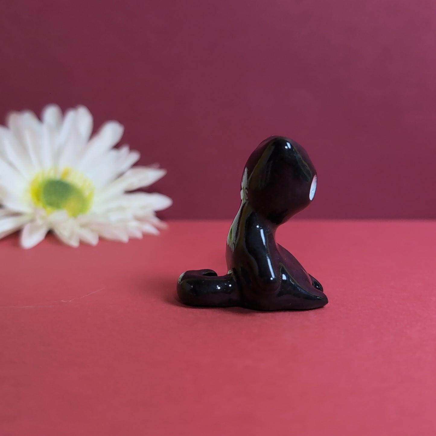 Slouching Black Void Cat Ceramic Figurine