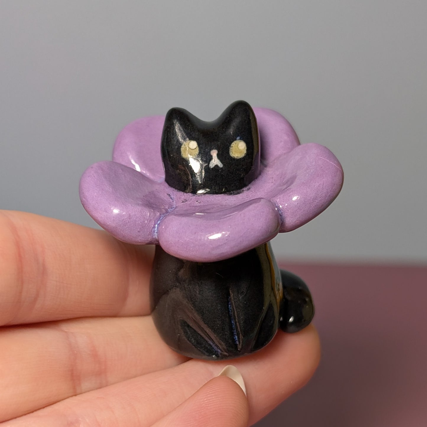 Flower Mishap Kitty Cat Ceramic Figurine