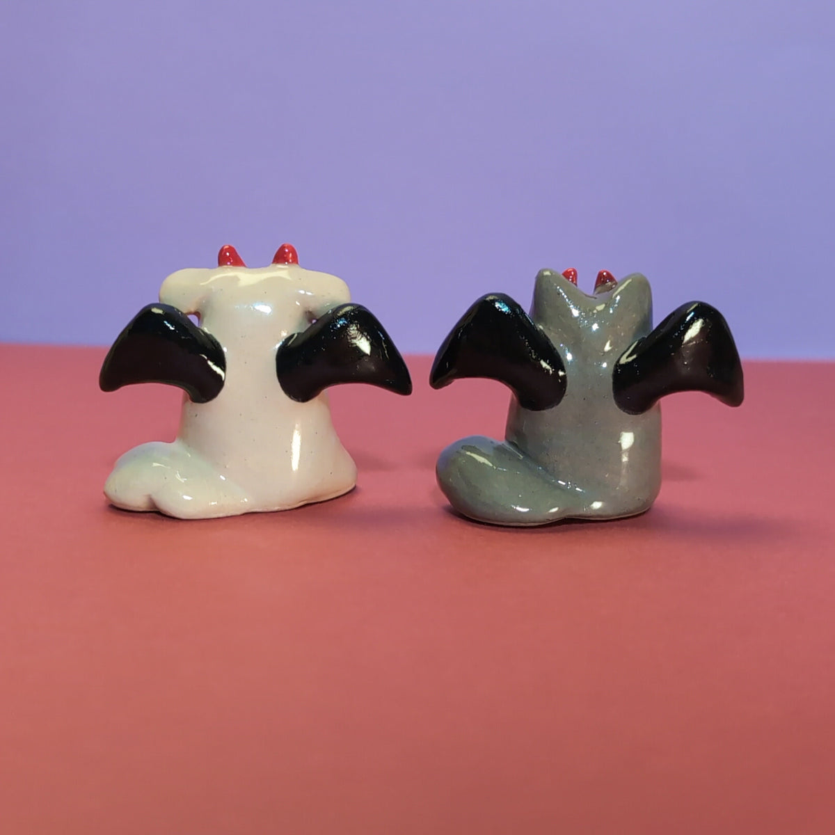 Mini Devil Puppy & Cat Ceramic Figurines