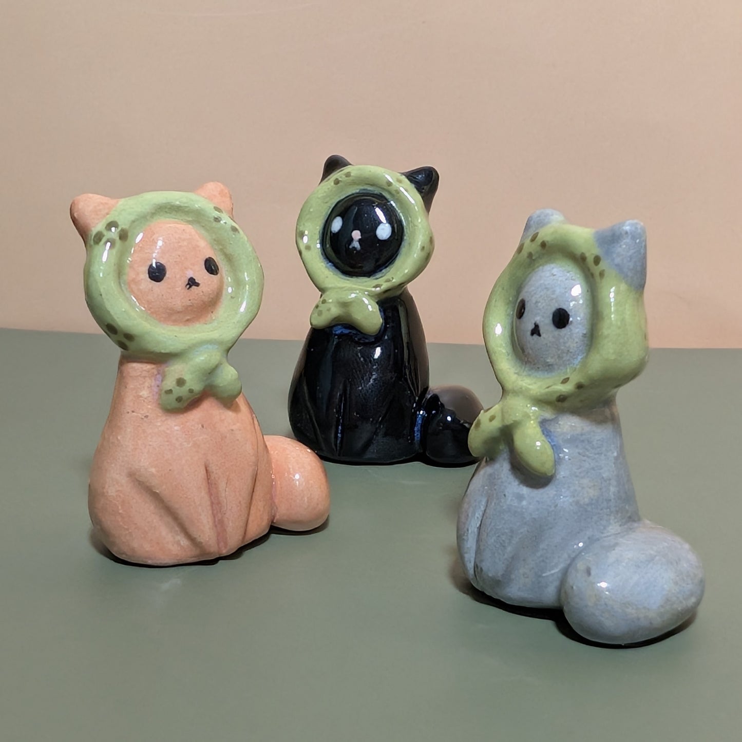Babushka Cat Ceramic Figurine