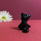 Slouching Black Void Cat Ceramic Figurine