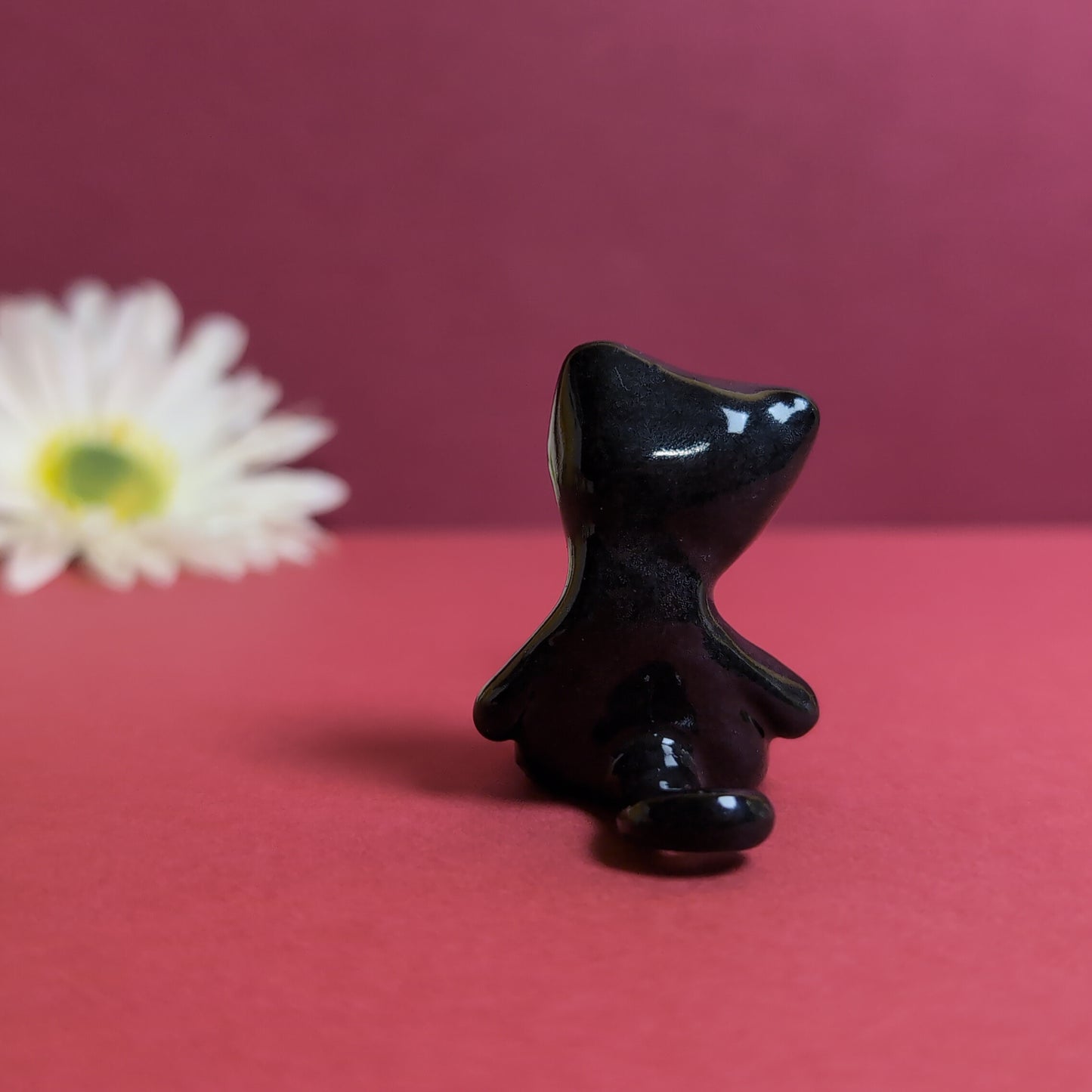 Slouching Black Void Cat Ceramic Figurine