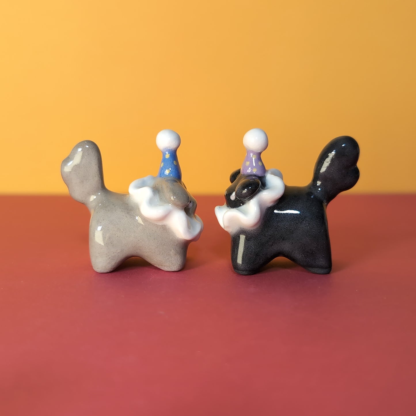 Mini Clown Puppy Dog Ceramic Figurine
