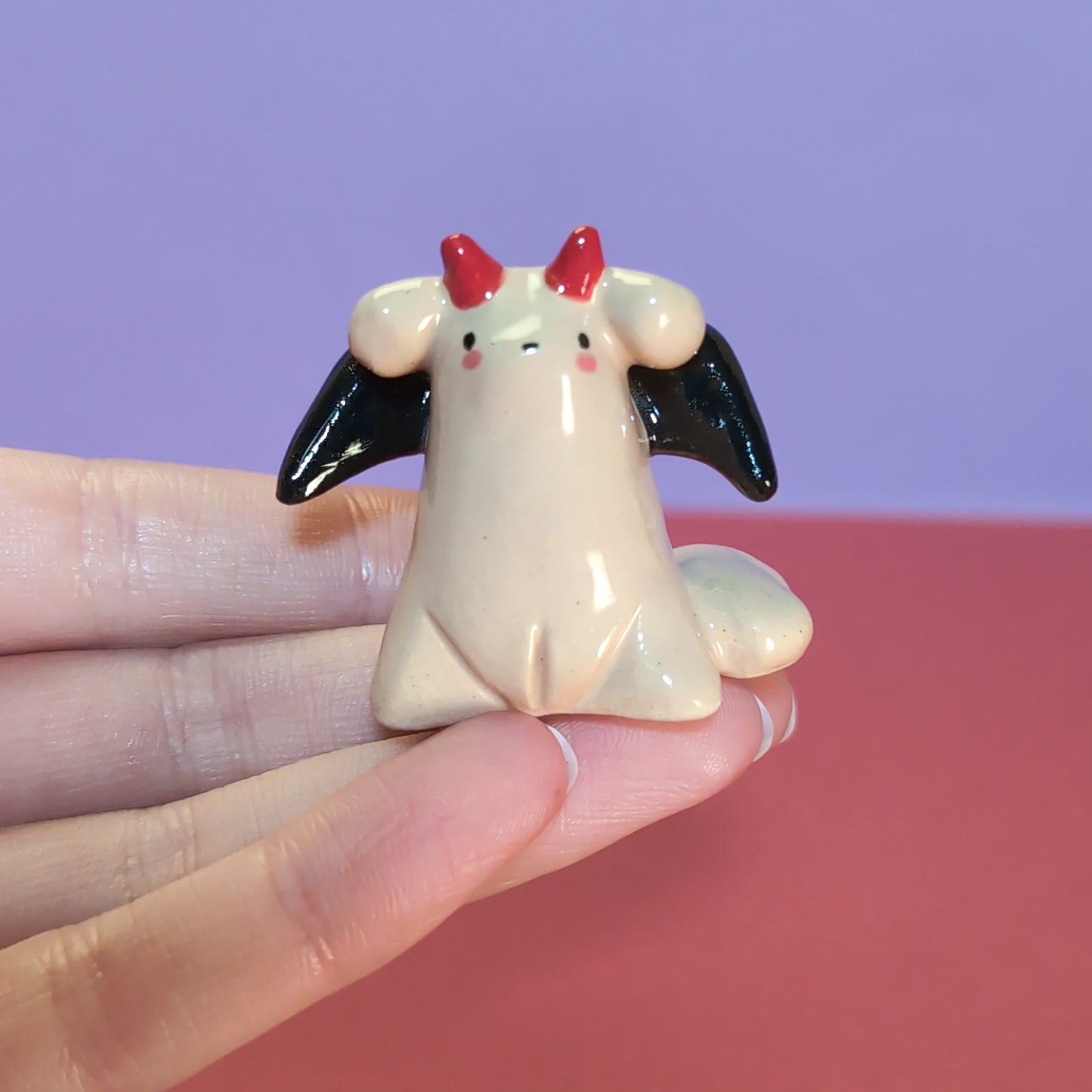 Mini Devil Puppy & Cat Ceramic Figurines