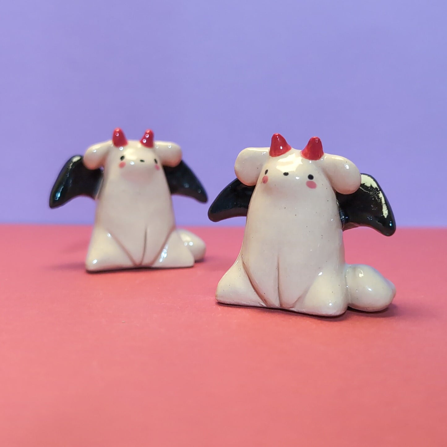 Mini Devil Puppy & Cat Ceramic Figurines