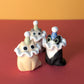 Mini Clown Kitty Cat Ceramic Figurine