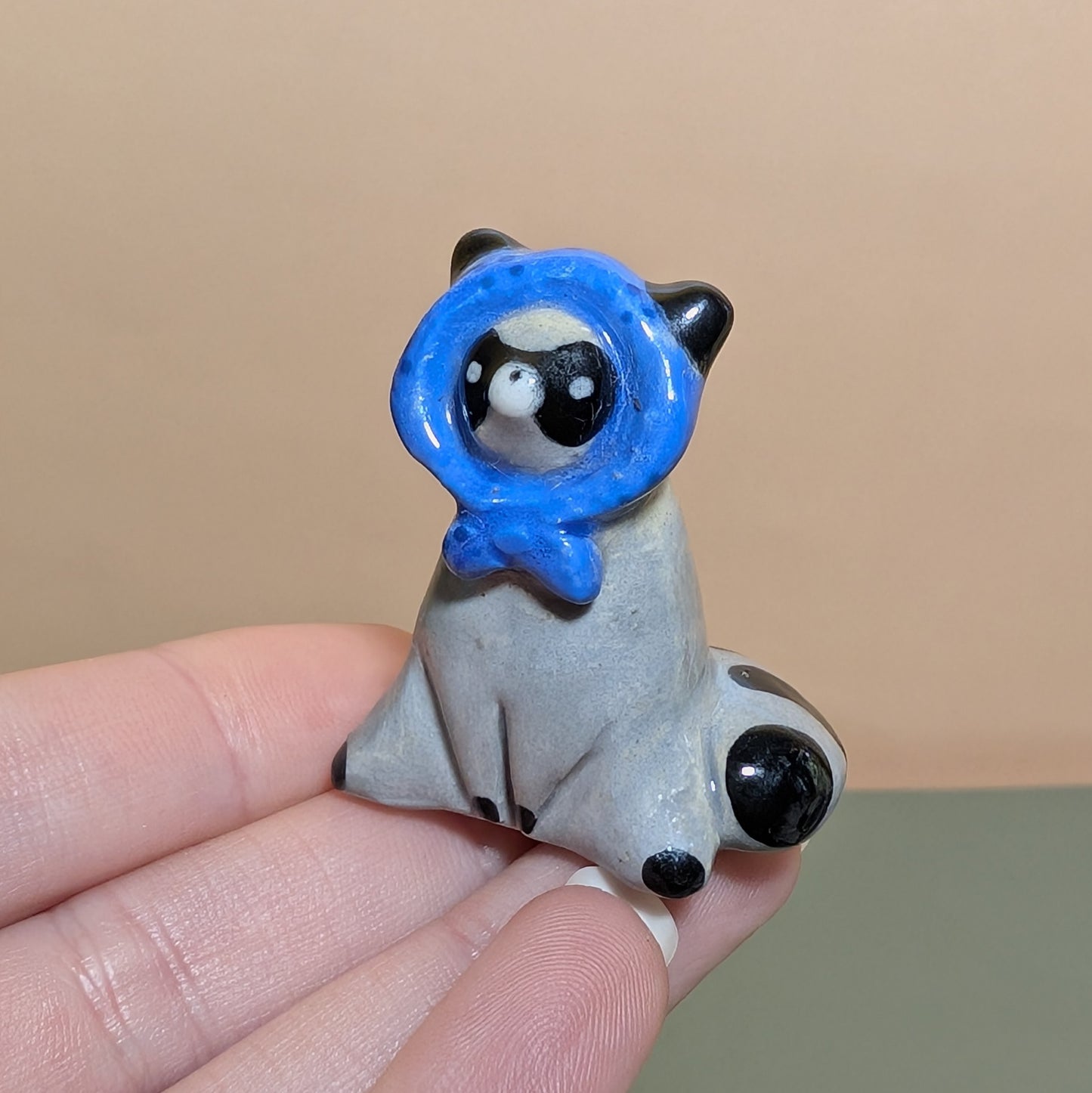 Babushka Raccoon Ceramic Figurine