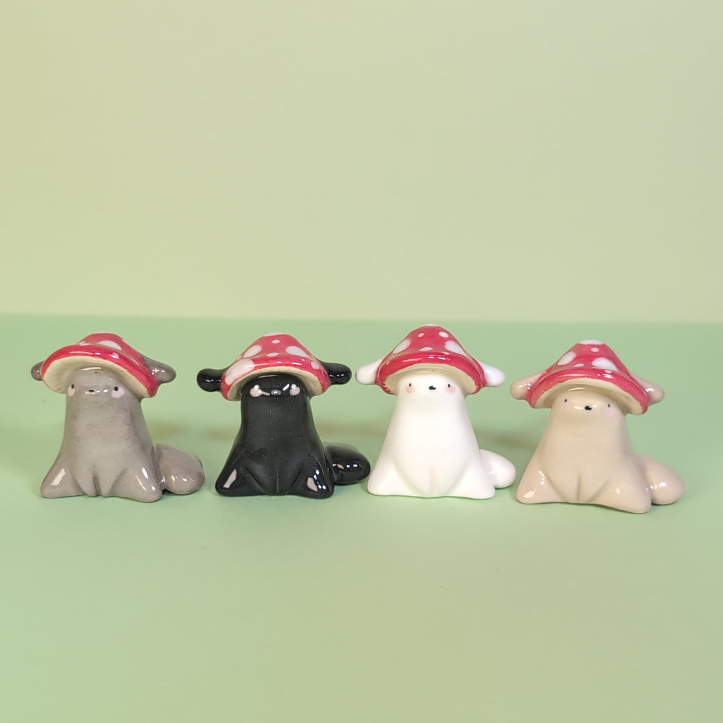 Mini Mushroom Puppy Dog Ceramic Figurine