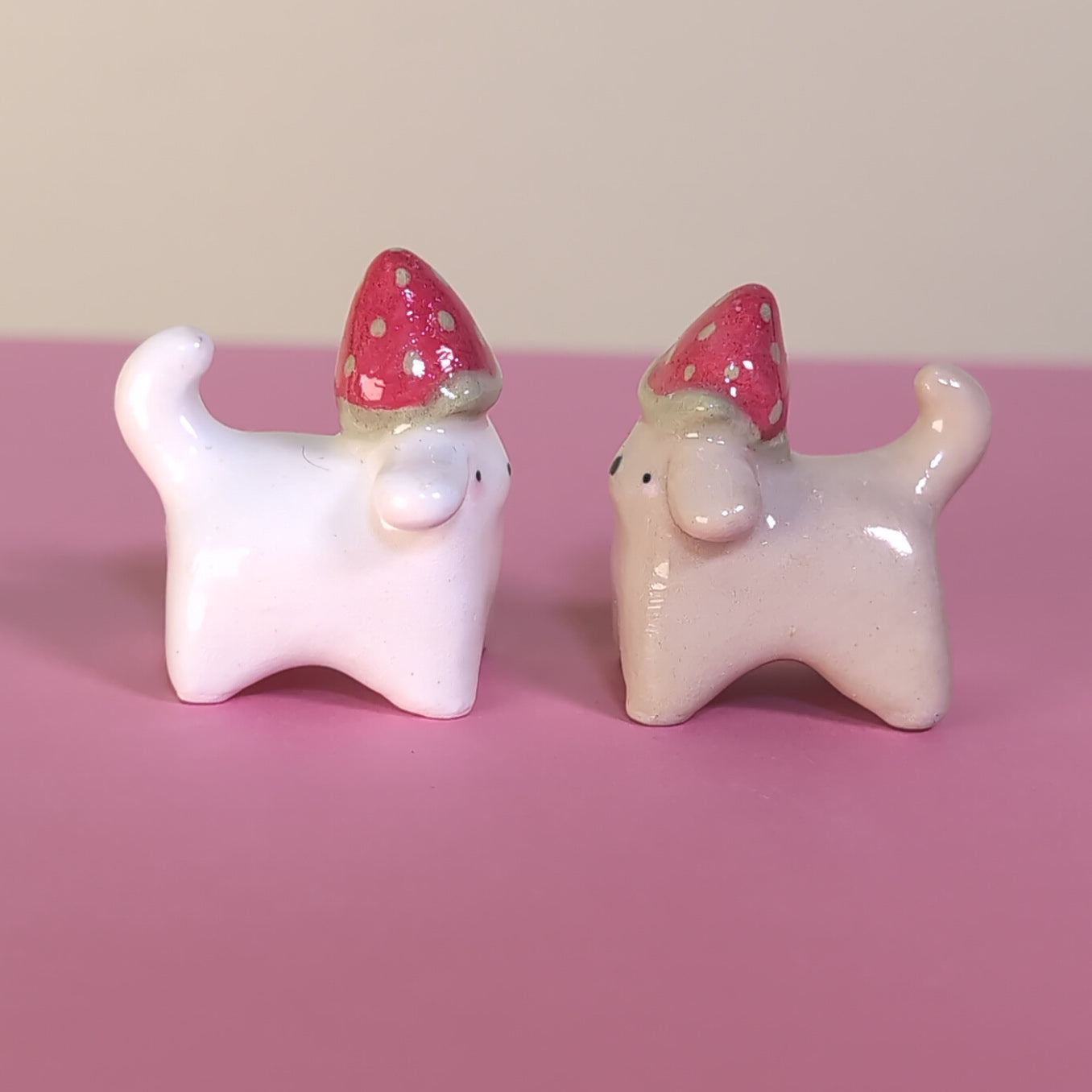 Mini Strawberry Puppy Dog Ceramic Figurine