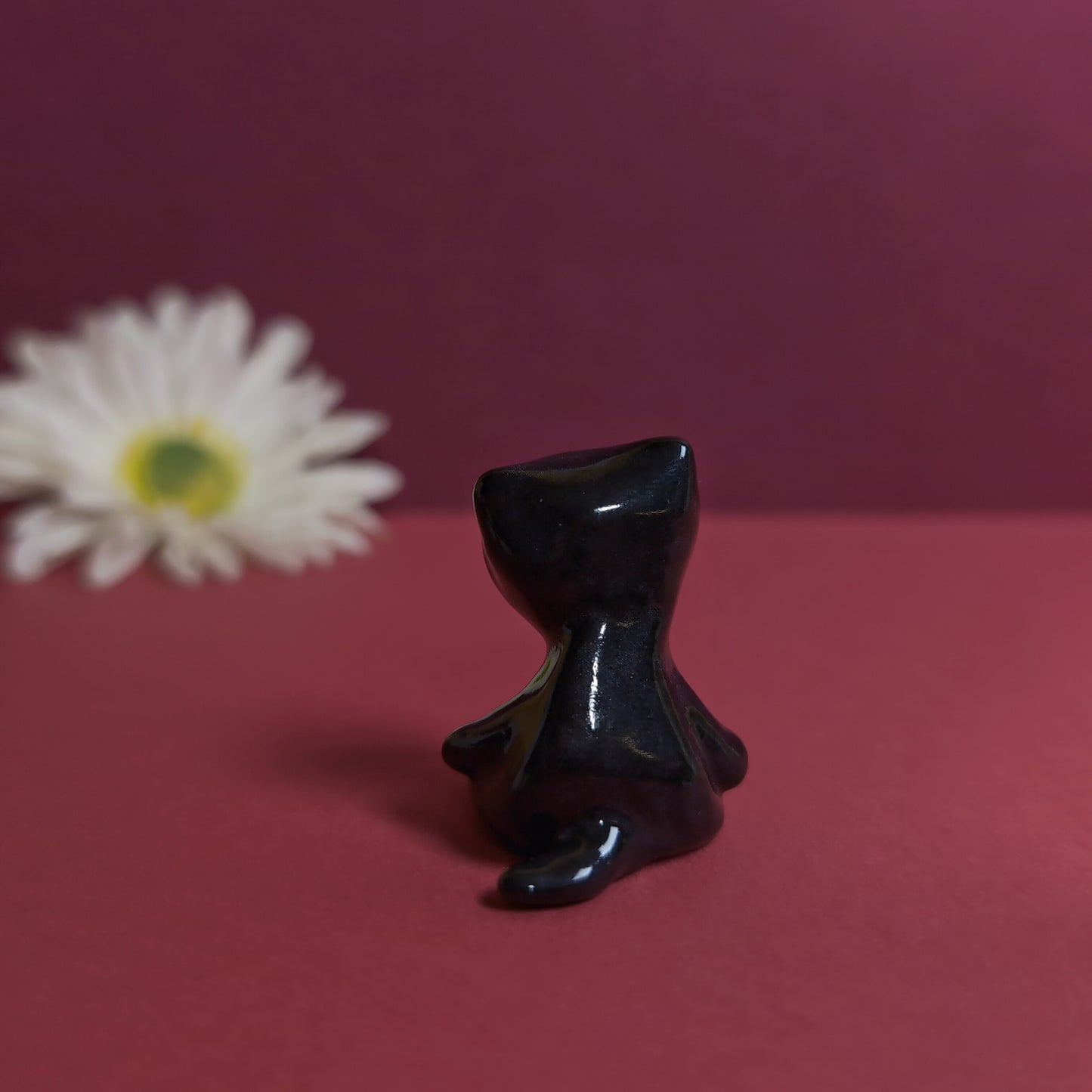 Slouching Black Void Cat Ceramic Figurine