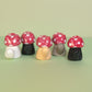 Mini Mushroom Kitty Cat Ceramic Figurine