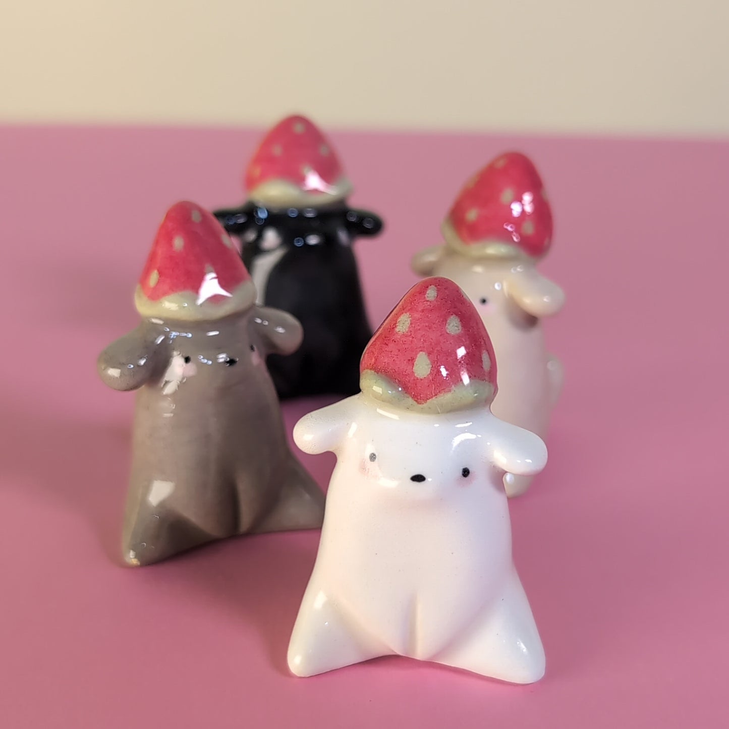 Mini Strawberry Puppy Dog Ceramic Figurine