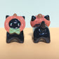 Mini Pumpkin Puppy & Cat Ceramic Figurines