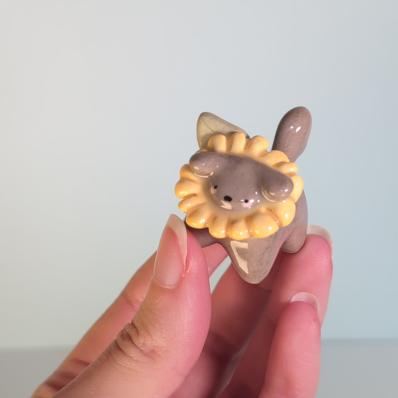 Mini Flower Puppy Dog Ceramic Figurine
