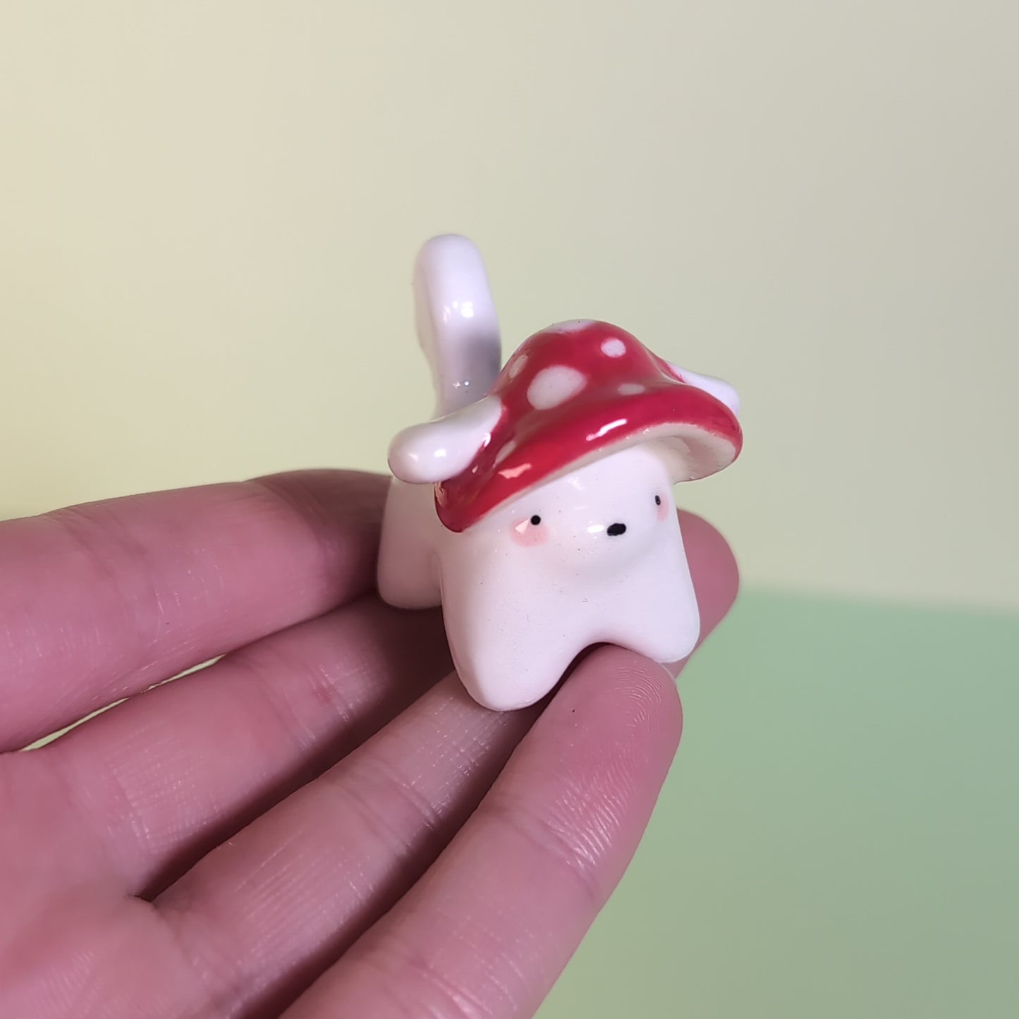 Mini Mushroom Puppy Dog Ceramic Figurine