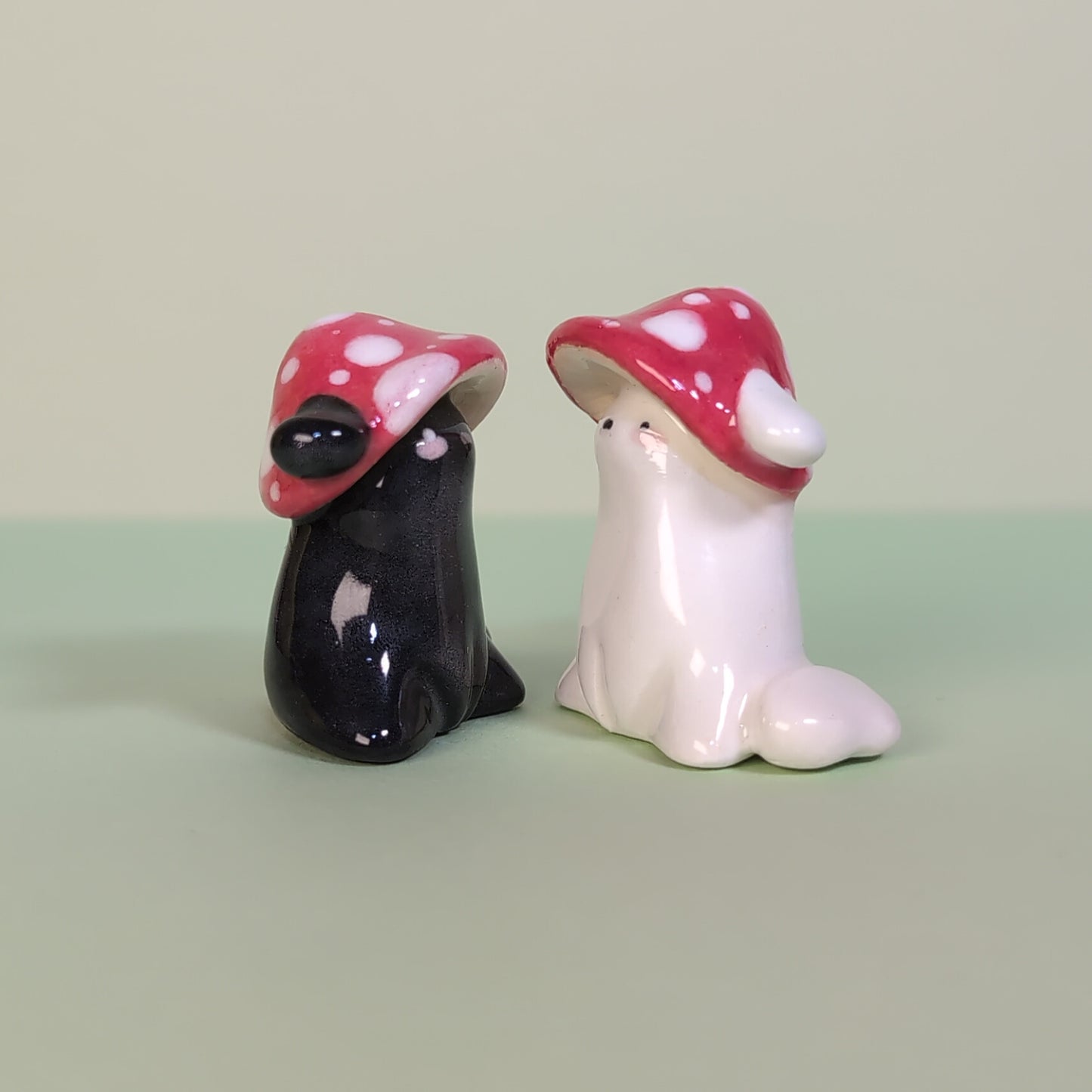 Mini Mushroom Puppy Dog Ceramic Figurine