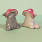 Mini Mushroom Puppy Dog Ceramic Figurine