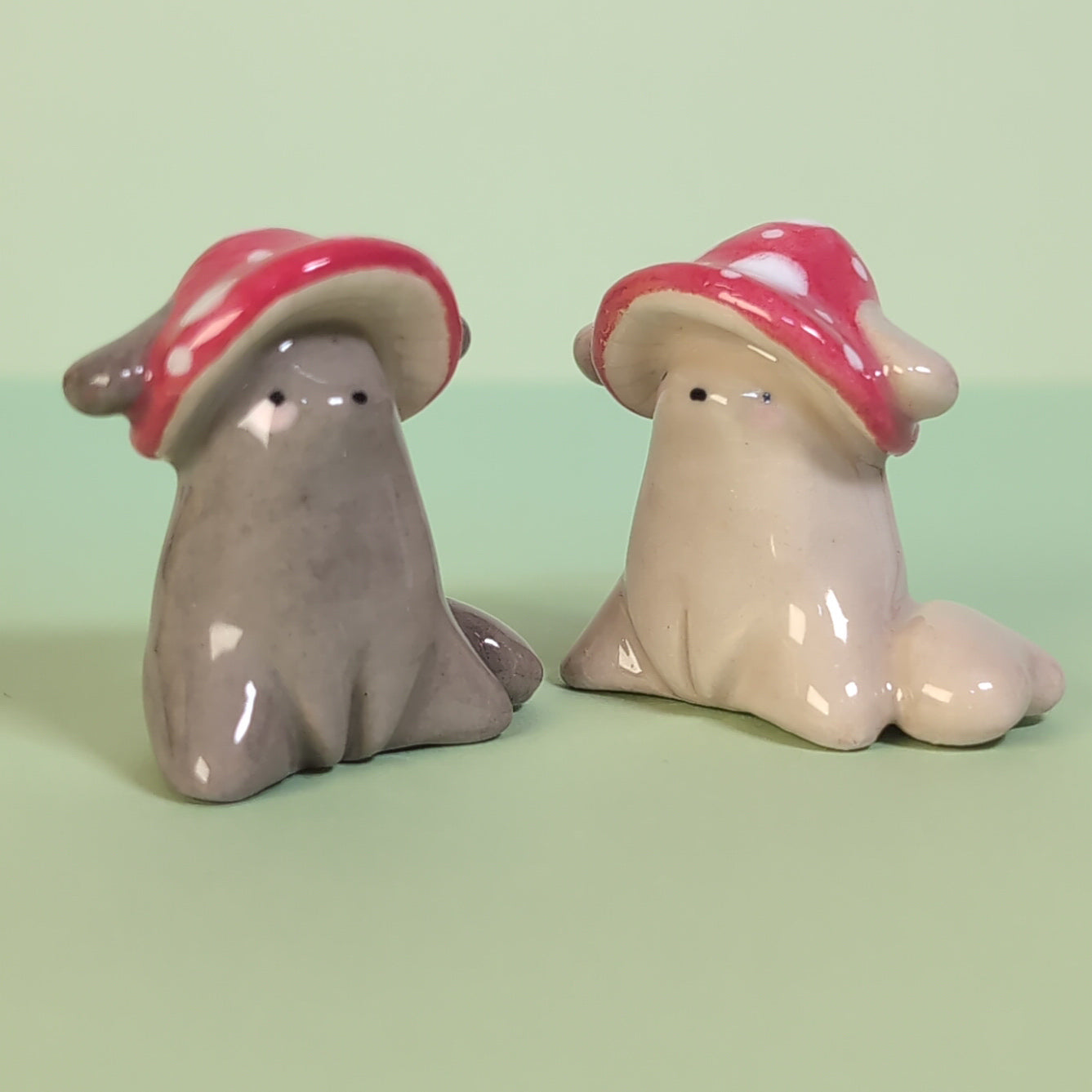 Mini Mushroom Puppy Dog Ceramic Figurine