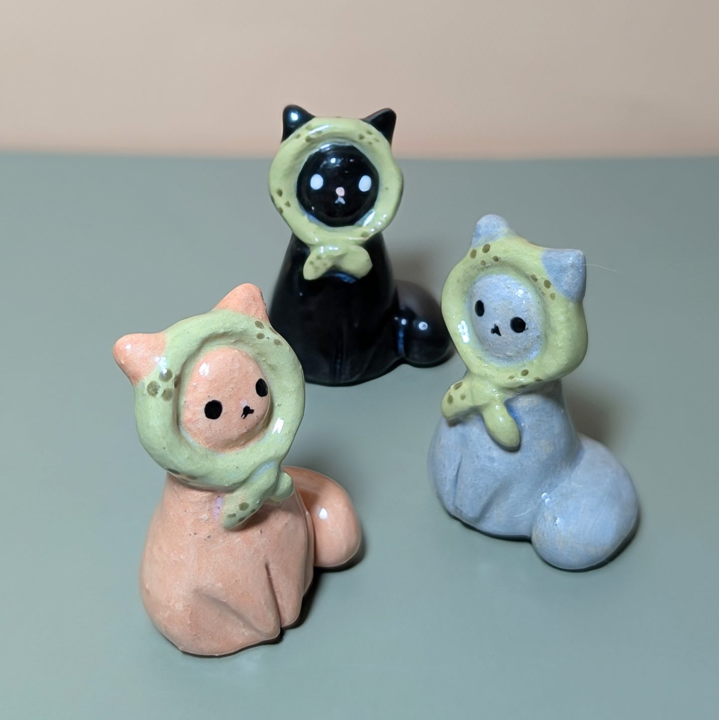 Babushka Cat Ceramic Figurine