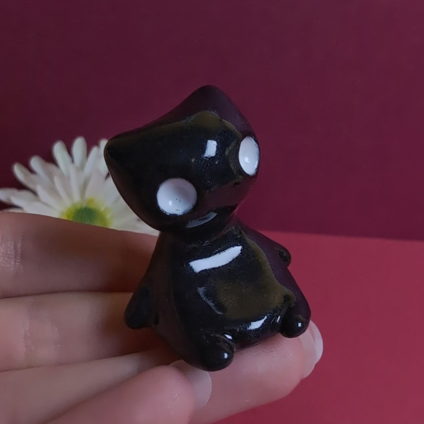 Slouching Black Void Cat Ceramic Figurine