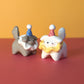 Mini Clown Puppy Dog Ceramic Figurine