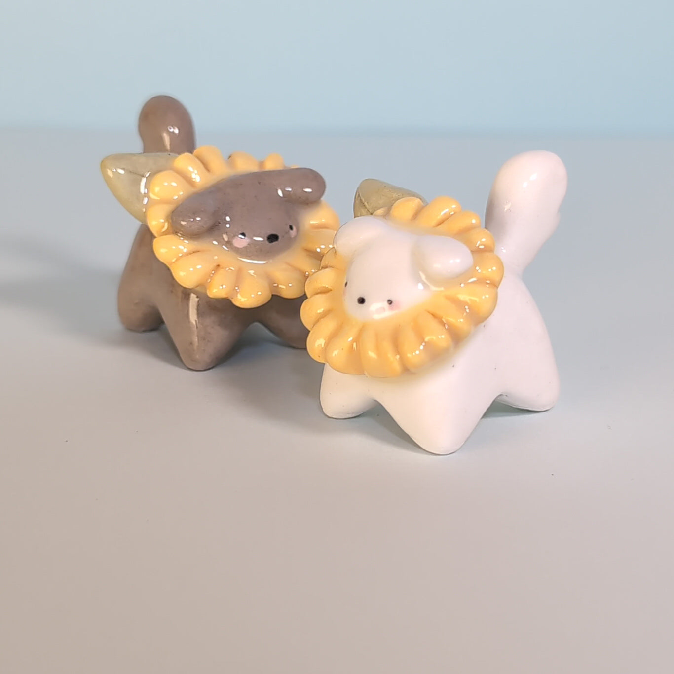 Mini Flower Puppy Dog Ceramic Figurine