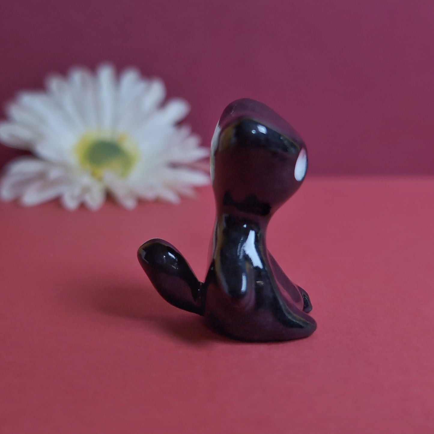 Slouching Black Void Cat Ceramic Figurine