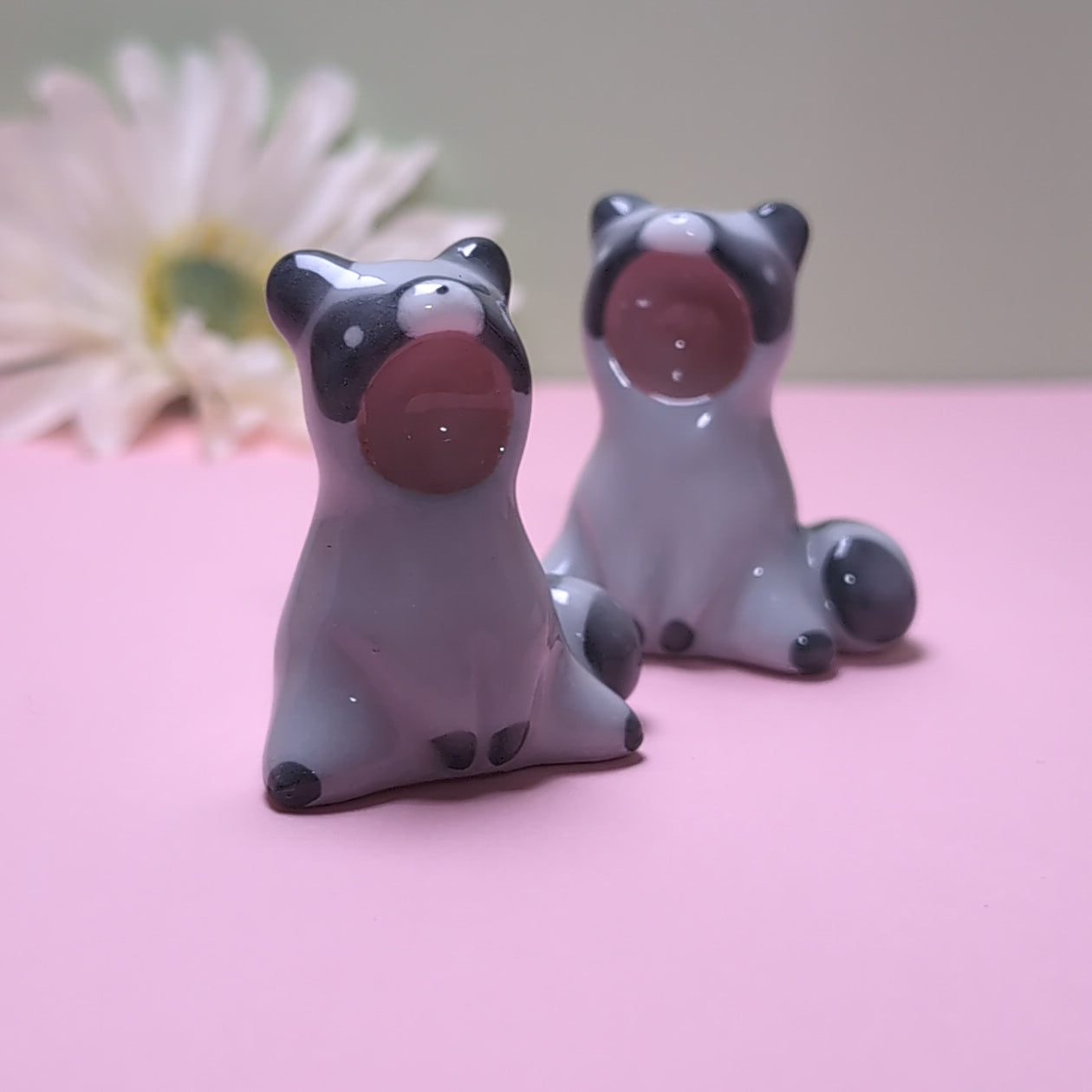 Screaming Raccoon Ceramic Figurine
