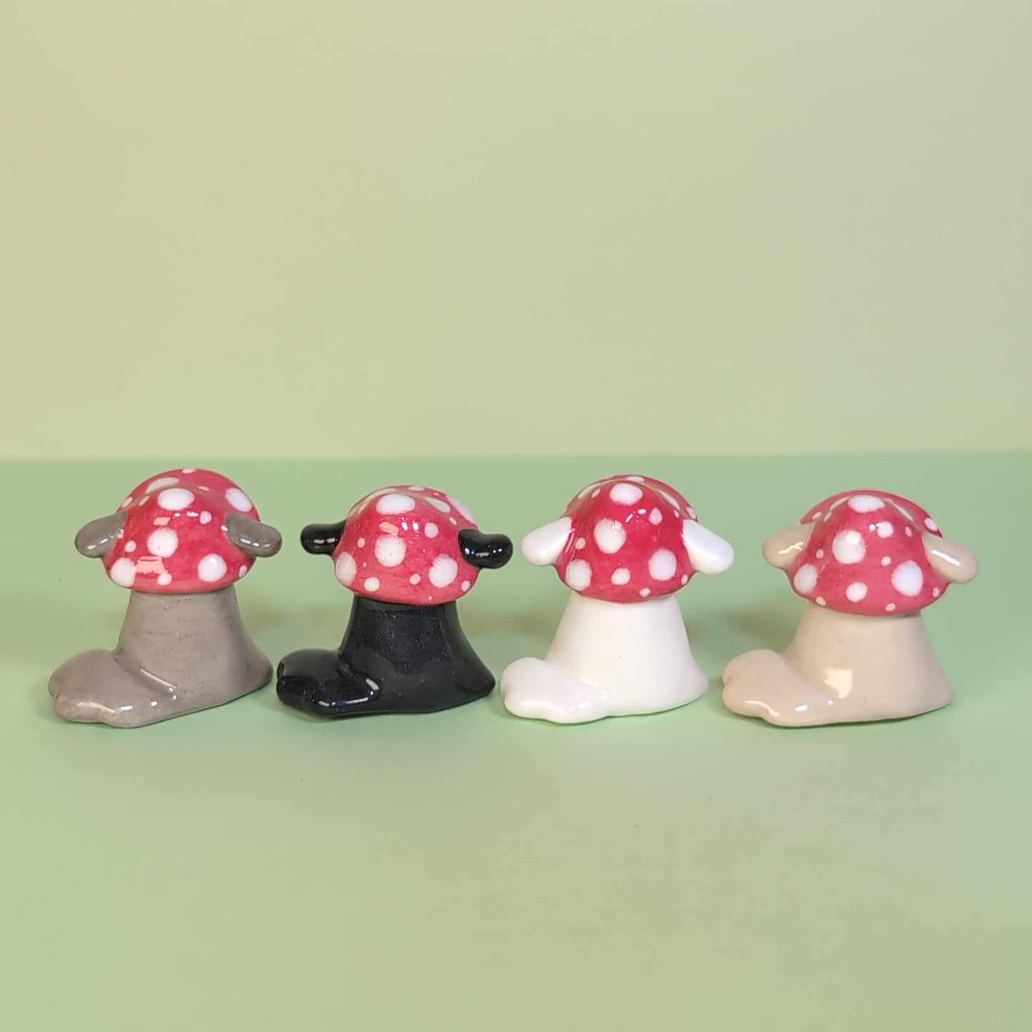 Mini Mushroom Puppy Dog Ceramic Figurine