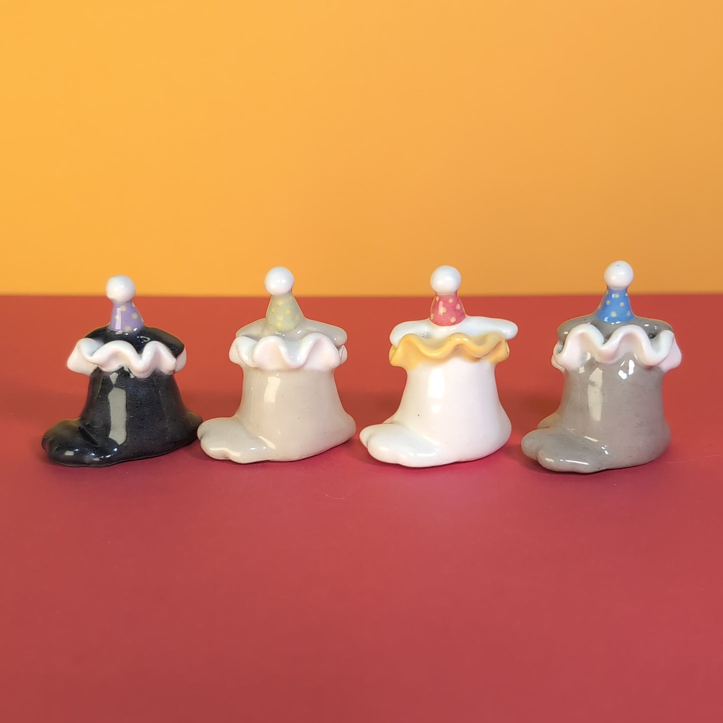 Mini Clown Puppy Dog Ceramic Figurine